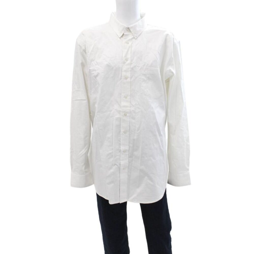 Harriton Mens Cotton Collared Long Sleeve Button-Down Shirt White Size 2XL